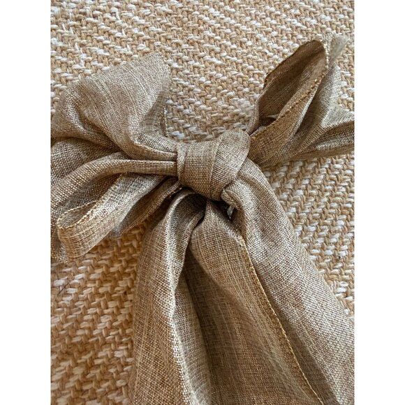 (2) brown burlap snowflake Christmas bows - Picture 6 of 12